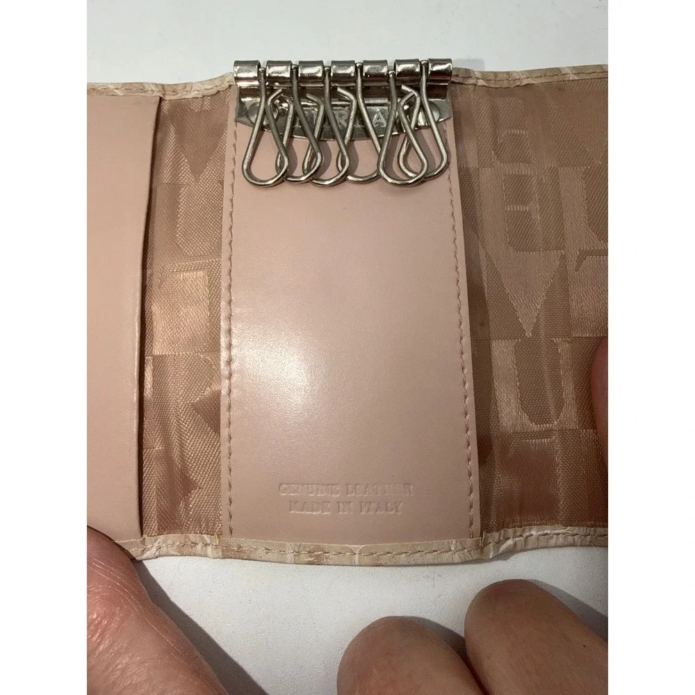 Furla Beige Crocodile Embossed Leather 6 Hook Key Case Wallet Made in Italy
